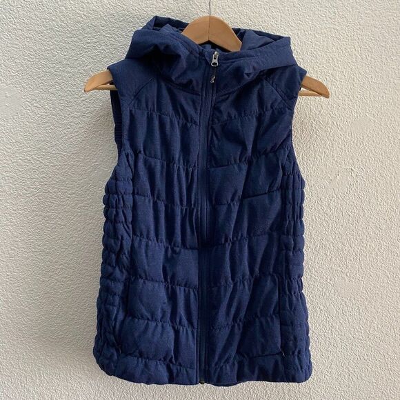 Be by Blanc Noir Navy Quilted Full Zip Hooded Puffer Vest Jacket Size Medium - Picture 1 of 4